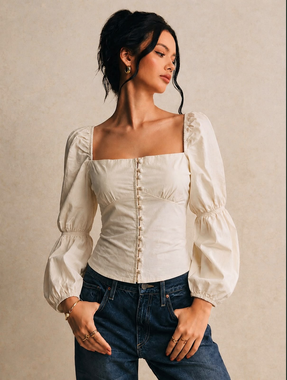 Shein light beige blouse