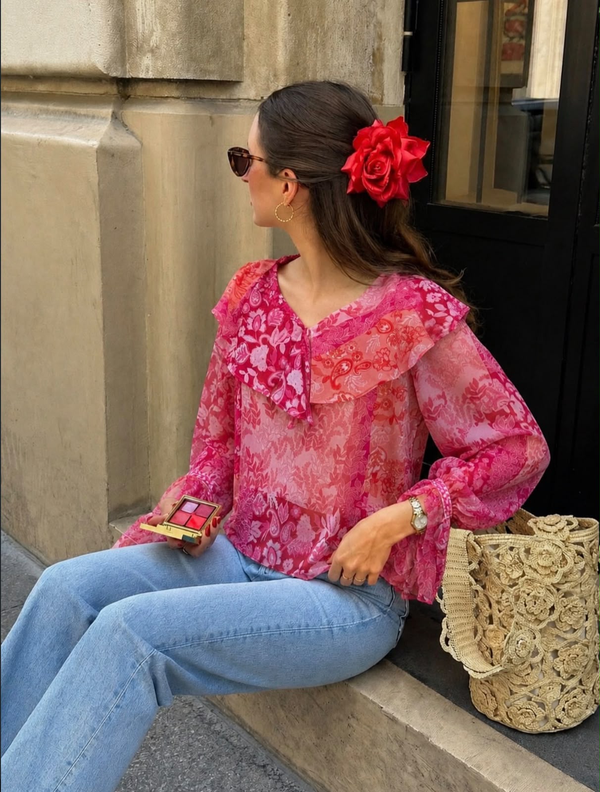 Zara's colorful summer blouse