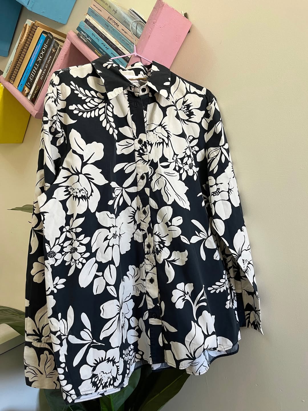 Navy blue floral blouse