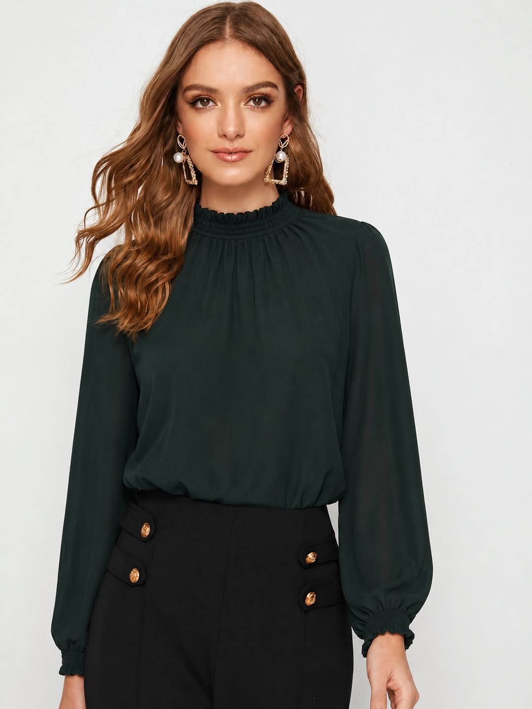 A timeless high-neck blouse
